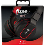 Fuse Zero Over Ear Headphones in black. Light weight, compact and foldable with a braided cable